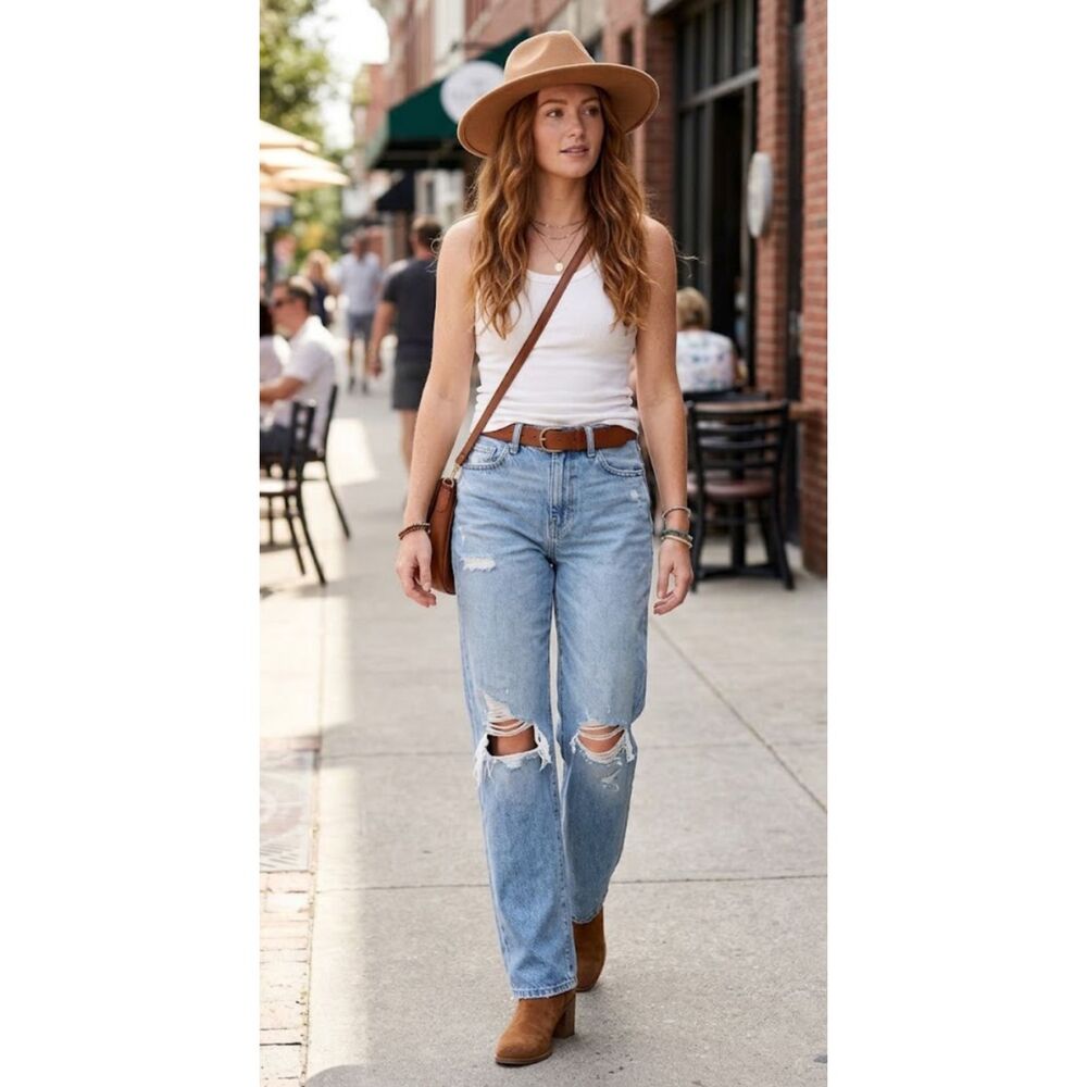 Old Navy 2023 High-Waisted OG Loose Ripped Jeans Women's Size 0